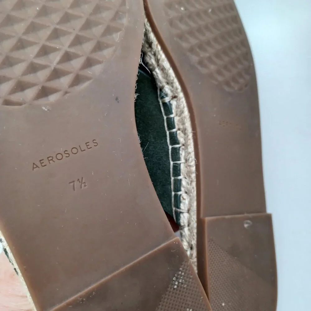 Aerosoles Shoes Womens US 7.5 Green Suede Slide Halley Espadrille‎ Slip On Flats